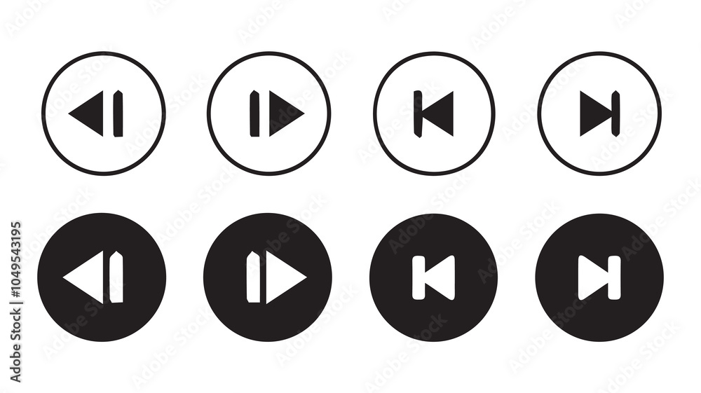 Media player icons collection.play, pause, media, online video, live, production, player, Solid icon collection.Vector Illustration Media player icons collection.play, pause, media, online video, live, production, player, Solid icon collection.Vector Illustration