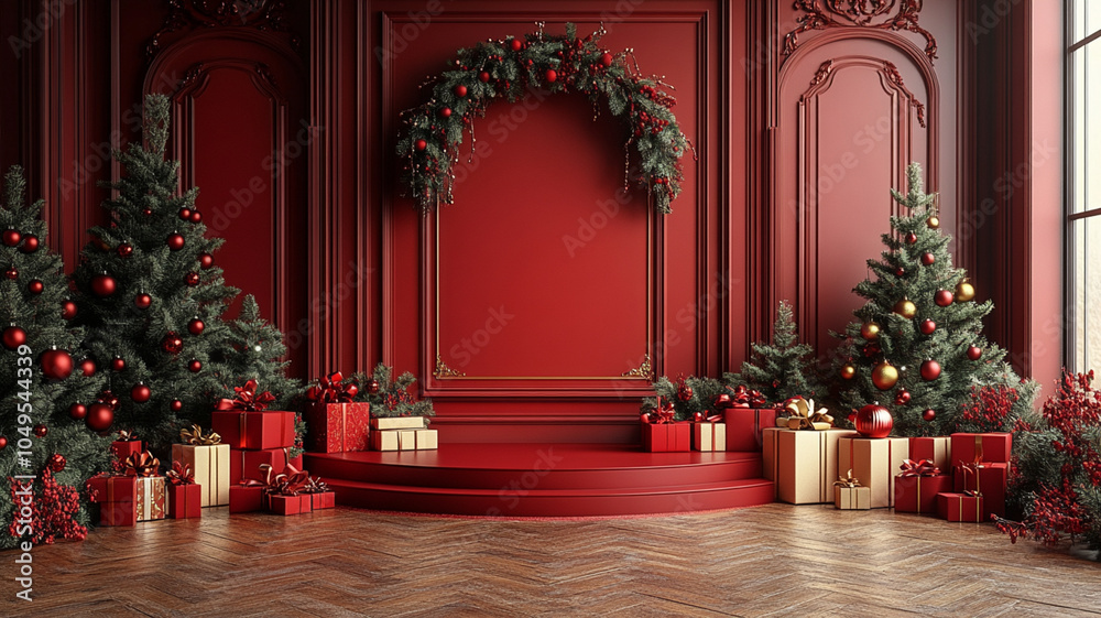 3d of luxury podium with christmas decoration, Christmas concept. Generative AI. 3d of luxury podium with christmas decoration, Christmas concept. Generative AI.