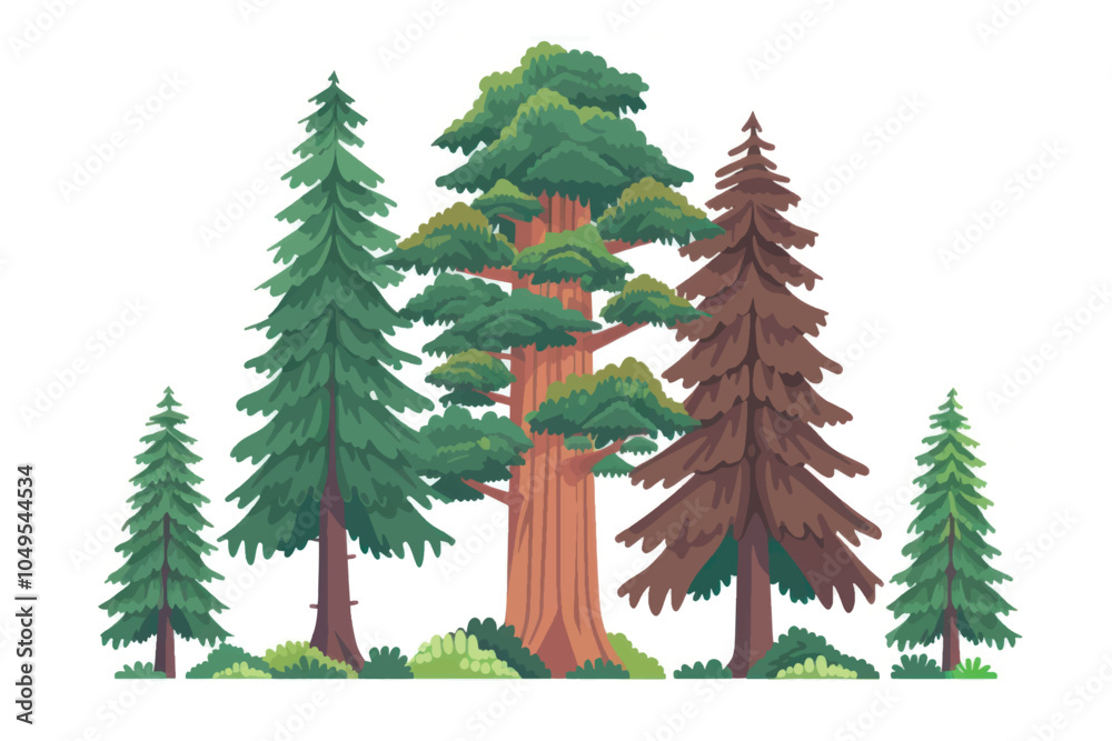 Fototapeta premium Colorful cartoon forest trees
