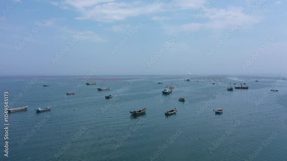 Aerial view of the coastal scenery in Dalian, China Aerial view of the coastal scenery in Dalian, China