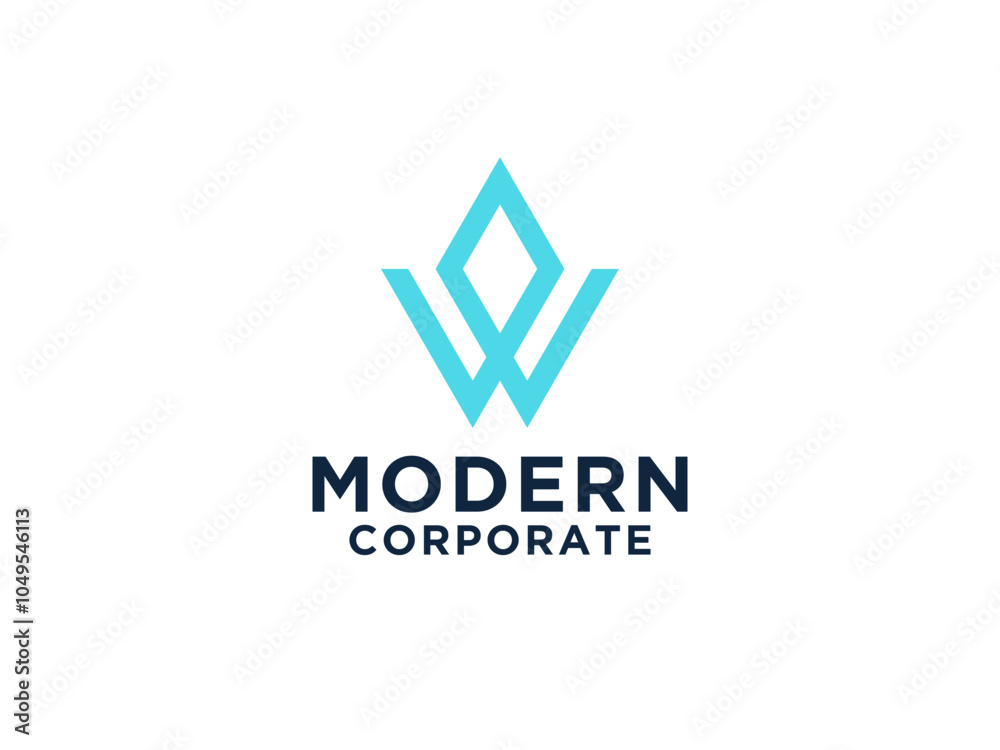 Fototapeta premium Initial Letter W Logo Three Colors Ribbon Business Logo Flat Monochrome Vector