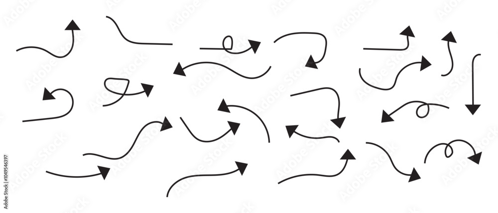 hand drawn Arrow set icon. long line arrow vector. flat style Arrow symbol. simple Arrow icon on a white background. hand drawn Arrow set icon. long line arrow vector. flat style Arrow symbol. simple Arrow icon on a white background.