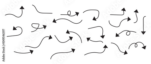 hand drawn Arrow set icon. long line arrow vector. flat style Arrow symbol. simple Arrow icon on a white background.