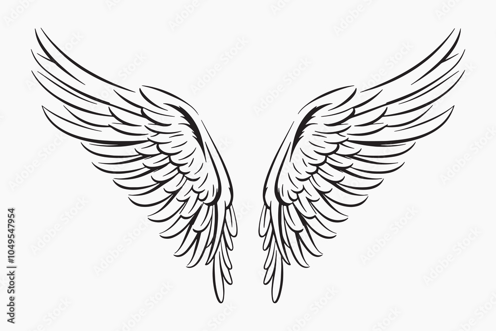 Fototapeta premium Elegant angel wings illustration