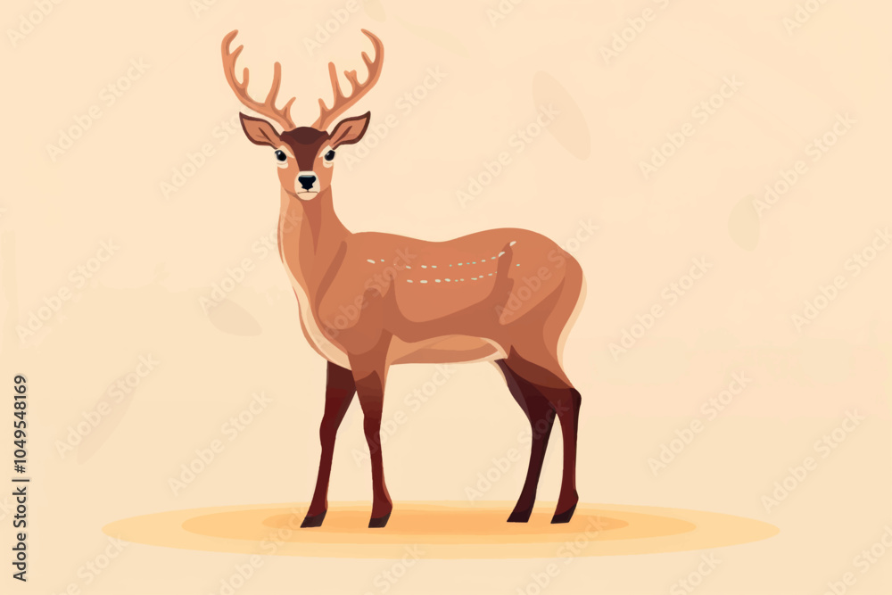 Elegant deer illustration on beige Elegant deer illustration on beige
