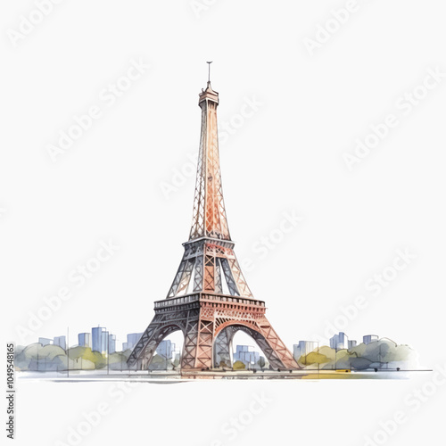 Iconic Paris Eiffel Tower illustration