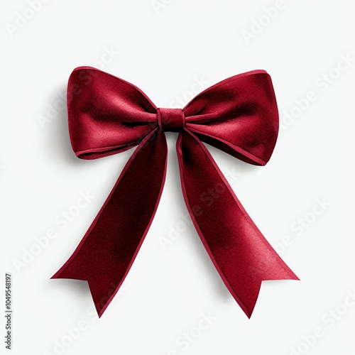 Elegant red satin bow on white background, perfect for gift wrapping, decoration, or festive occasions. High-quality and stylish design. photo