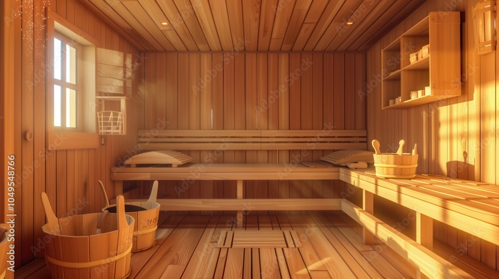 The traditional wooden sauna features warm wooden benches, buckets, and a soothing ambiance, perfect for relaxation and wellness. Generative AI The traditional wooden sauna features warm wooden benches, buckets, and a soothing ambiance, perfect for relaxation and wellness. Generative AI
