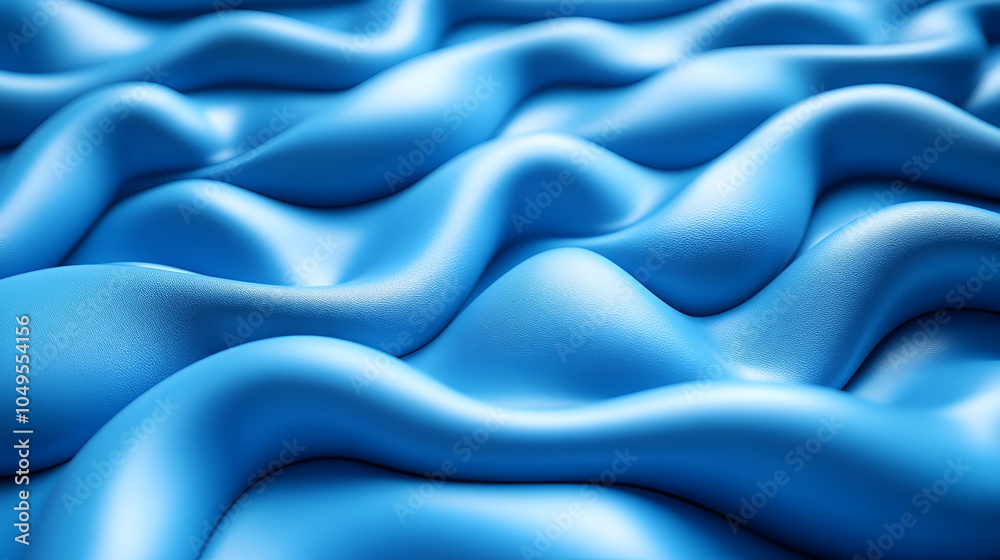Obraz premium Gentle waves of vibrant blue fabric create a visually captivating texture reminiscent of flowing water, evoking a sense of calm