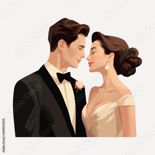 Elegant wedding couple illustration