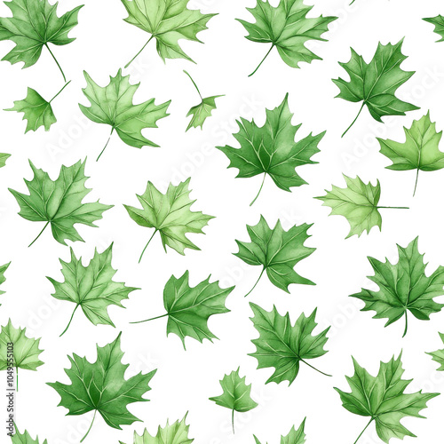 Watercolor style seamless maple leaves pattern, isolated on white background. cutout png