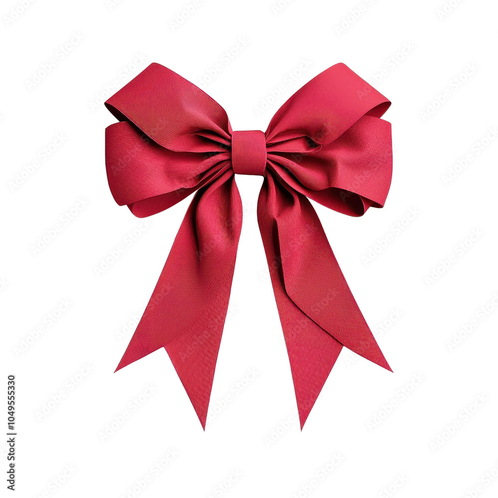 Paper art red bow, multicolored, isolated on white background. cutout png