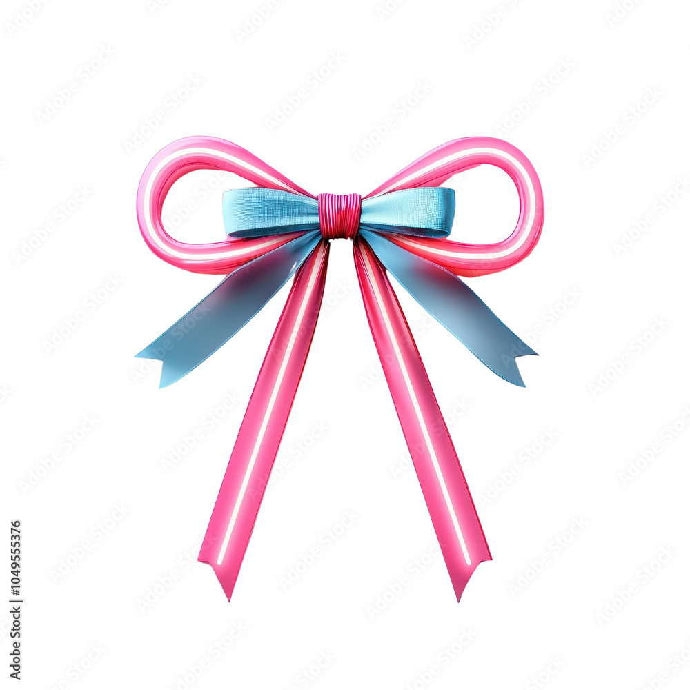 Neon style red bow on white background. cutout png Neon style red bow on white background. cutout png