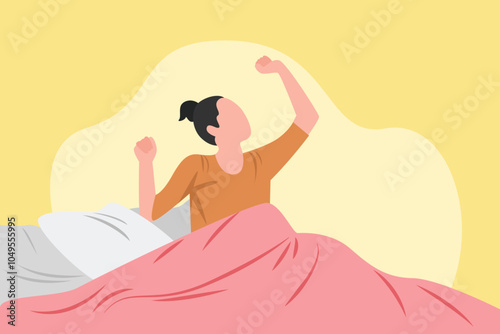 Wake Up concept. Colored flat vector illustration isolated.