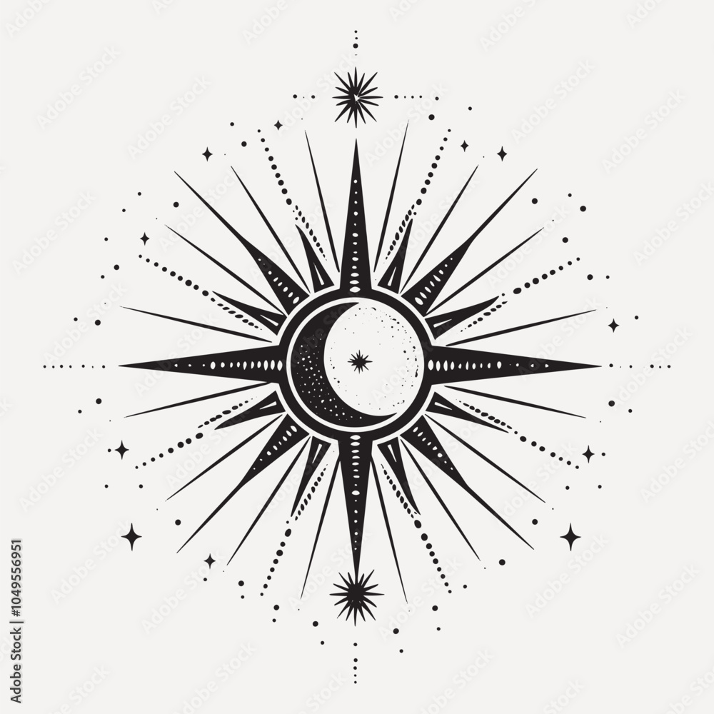 Obraz premium Celestial moon starburst illustration