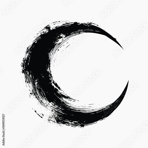 Abstract black crescent moon art