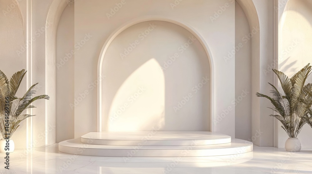 A minimalistic podium design with a geometric structure, set against a clean backdrop, emphasizing modern aesthetics and elegance A minimalistic podium design with a geometric structure, set against a clean backdrop, emphasizing modern aesthetics and elegance