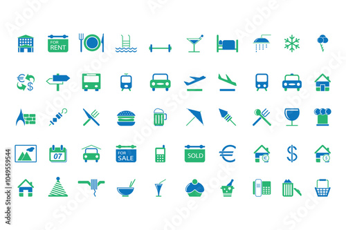 Tour and travel icon set. Travel and tour icons set.