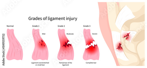 Types of ankle ligament tear injury and sprain