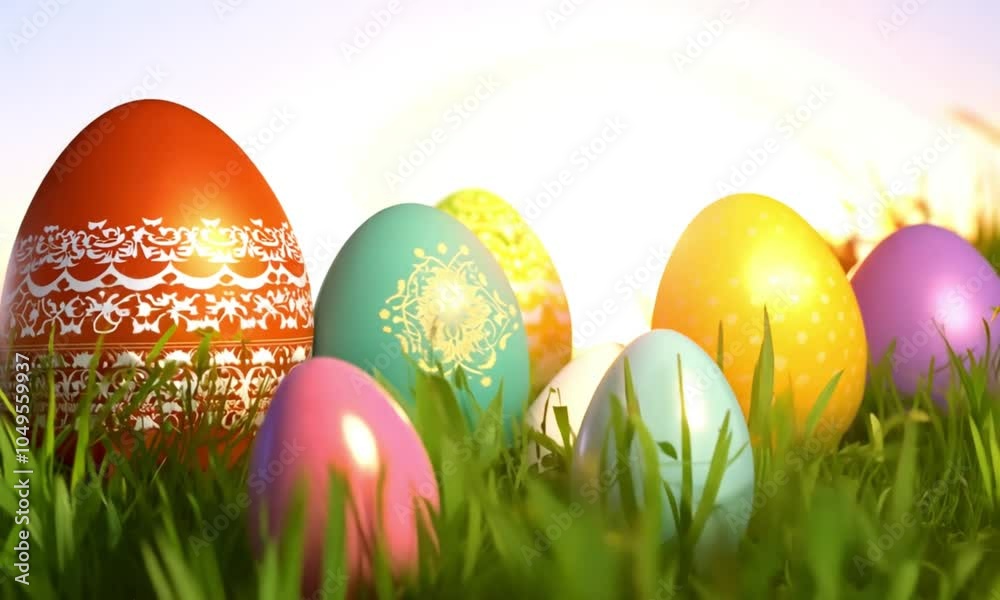 easter eggs in grass easter eggs in grass
