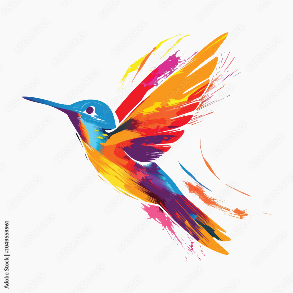 Obraz premium Colorful abstract hummingbird illustration