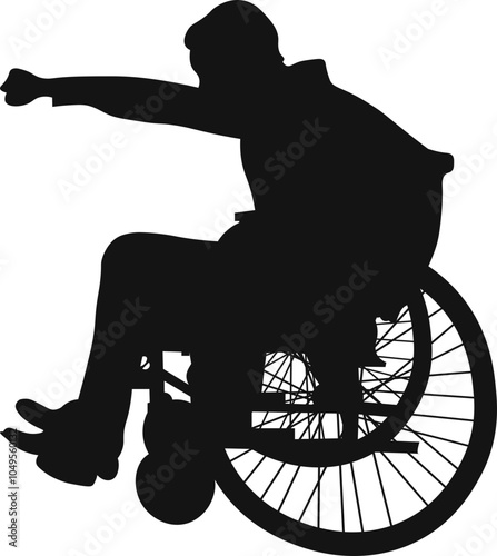 People Sick in Wheelchair Silhouette. Isolated Vector Illustration. 