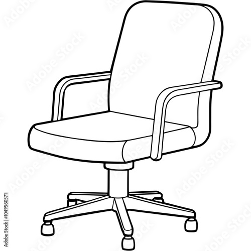 Desk Chair line art on a white background