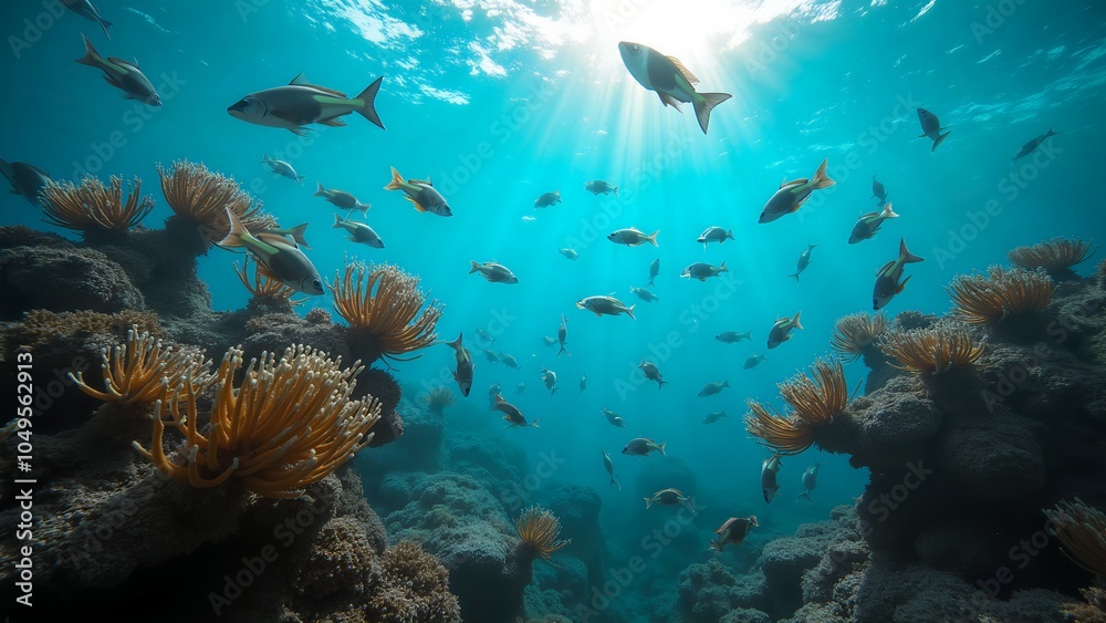 Fototapeta premium Light and shadow of the underwater world