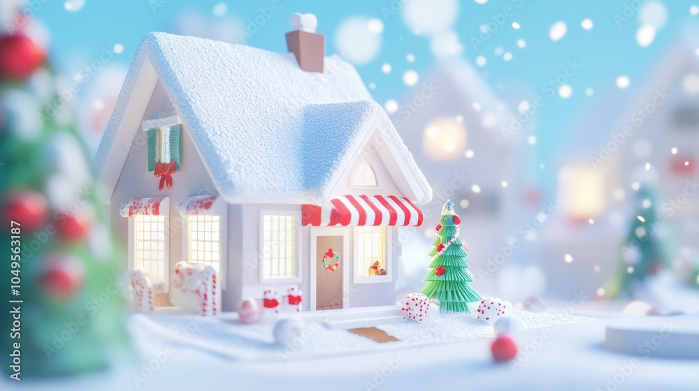 Fototapeta premium Christmas landscape background, suitable for desktop wallpaper, christmas gift card illustration