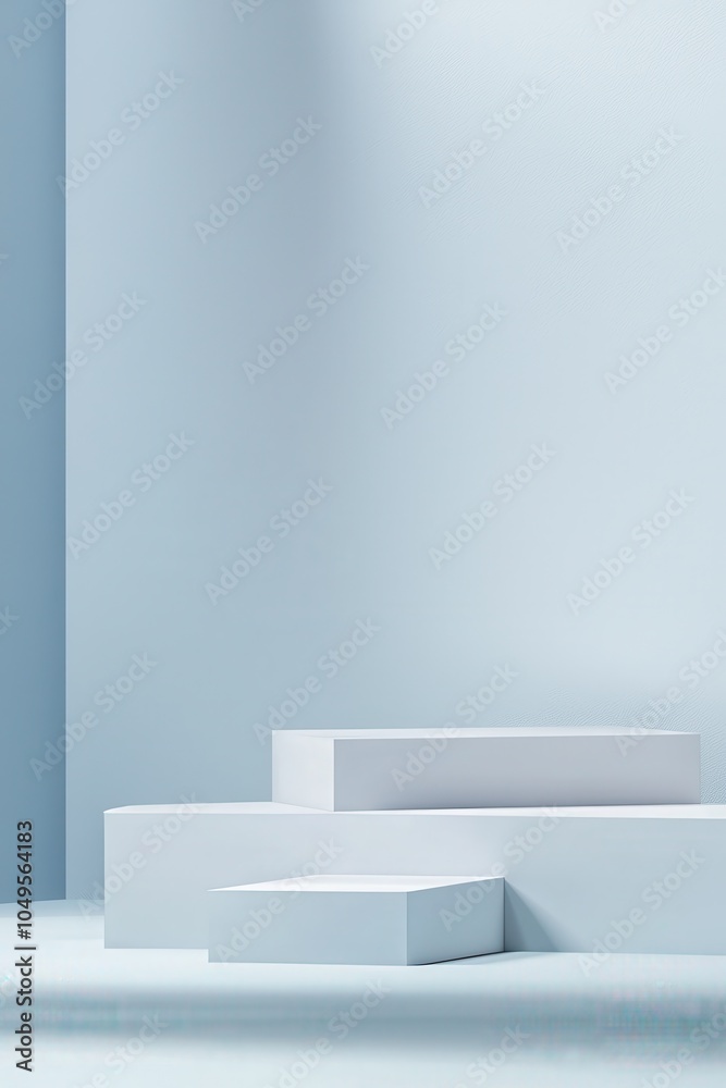 Minimalist composition featuring geometric shapes in soft blue tones, ideal for modern presentations.