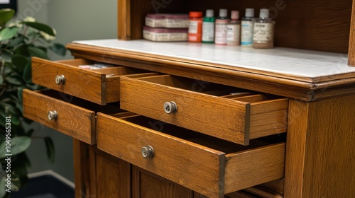 Side View of Pharmacy Cabinet Drawers photo