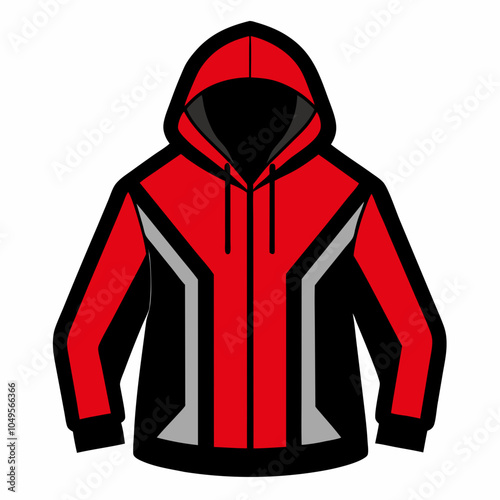 Realistic black and red hoodies silhouette vector illustration on white background