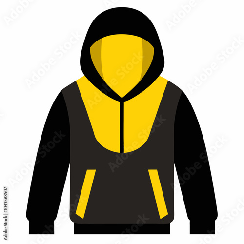 Realistic black and yellow hoodies silhouette vector illustration on white background