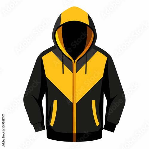 Realistic black and yellow hoodies silhouette vector illustration on white background