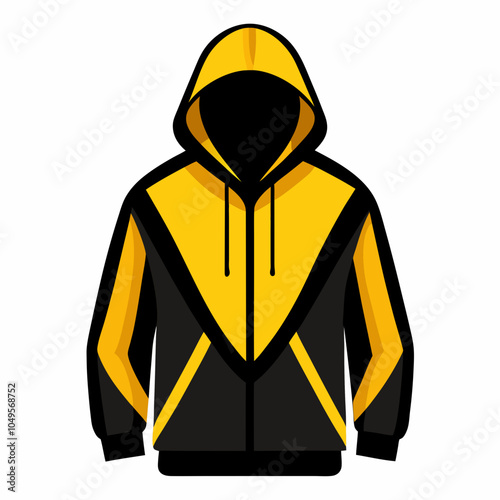 Realistic black and yellow hoodies silhouette vector illustration on white background