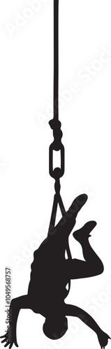 silhouette of bungee jumper vector art illustration 