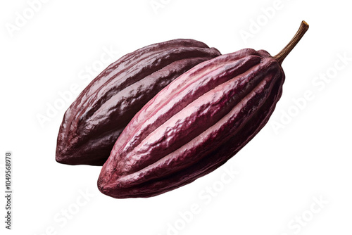 Wallpaper Mural Two ripe cocoa pods with a deep purple hue, sitting against a transparent background, showcasing their unique texture and shape. Torontodigital.ca