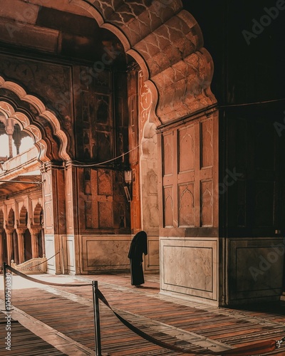 Inside of a beautiful architectural brown building