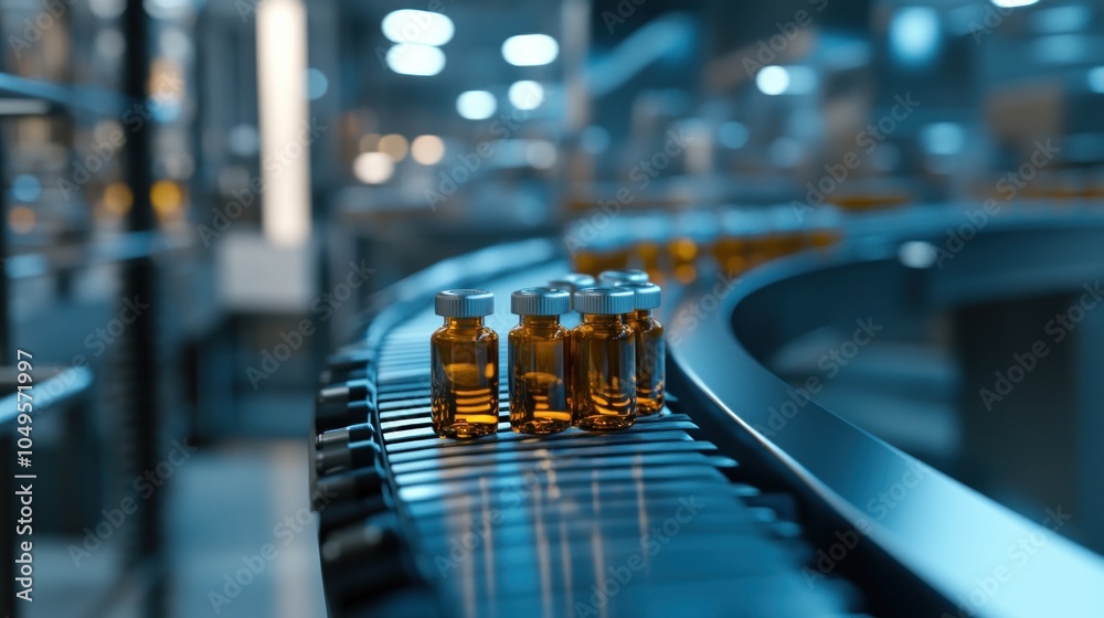 custom made wallpaper toronto digitalBackground of a modern pharmaceutical manufacturing facility with Bottles on a conveyor belt