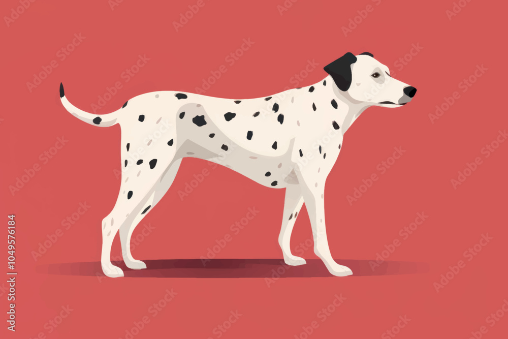 Spotted dog illustration on red Spotted dog illustration on red