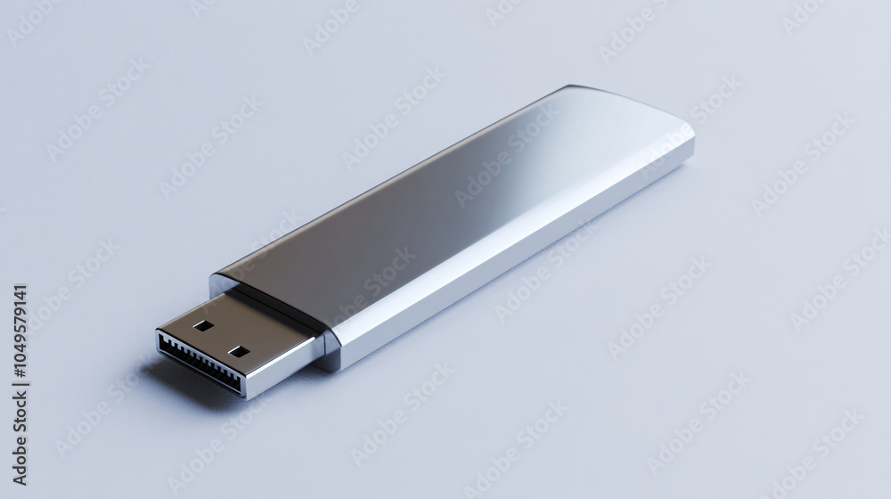 silver usb flash drive isolated on white background silver usb flash drive isolated on white background