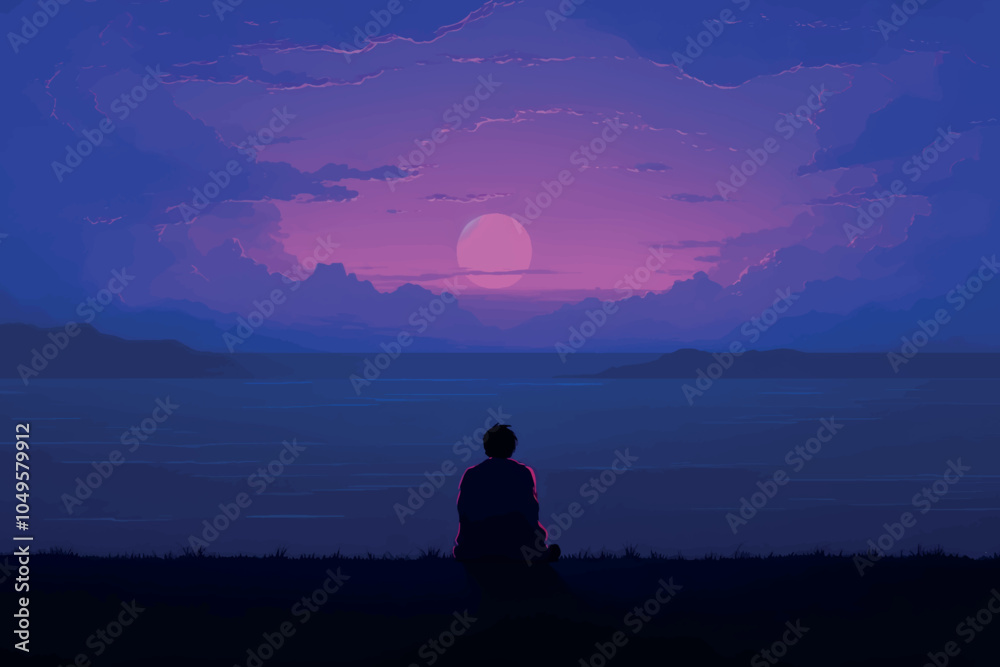 Serene sunset over tranquil waters Serene sunset over tranquil waters
