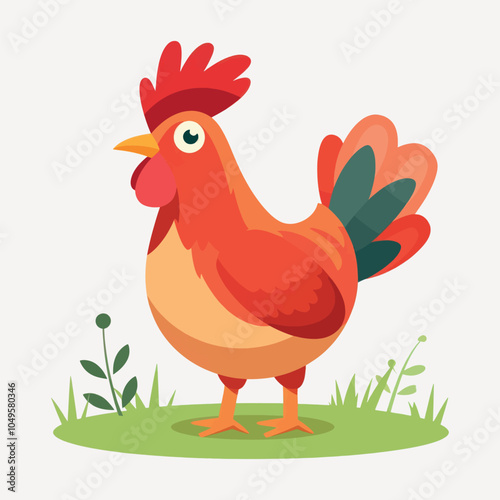 Colorful cartoon rooster illustration