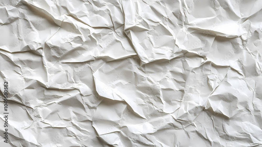 Obraz premium Abstract white crumpled and creased recycle craft paper texture background. Embossed Texture. Illustration