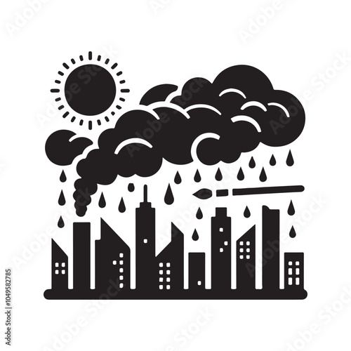 Misty City Silhouette Vector Illustration - High-Quality Urban Scene