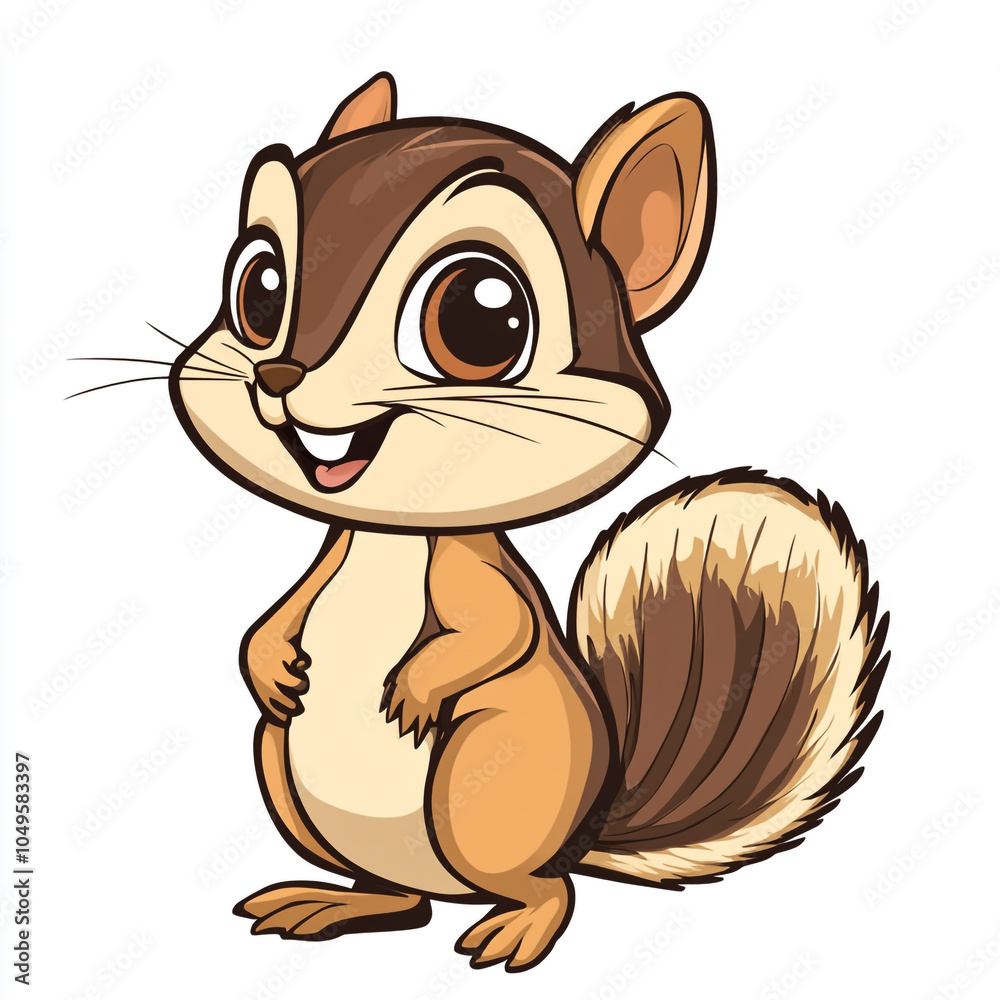 Obraz premium A cute cartoon squirrel with a big smile on its face. 