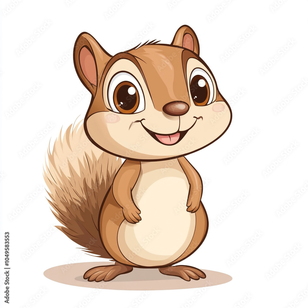 Fototapeta premium A cute cartoon squirrel with a big smile on its face. 