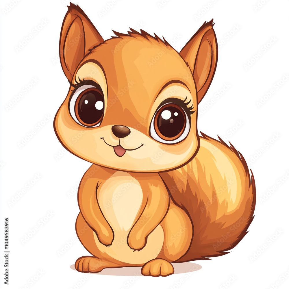 Fototapeta premium A cute cartoon squirrel with a big smile on its face. 
