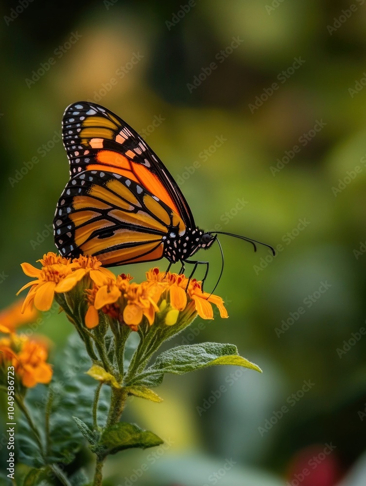Fototapeta premium Vivid Monarch Butterfly on Wildflowers