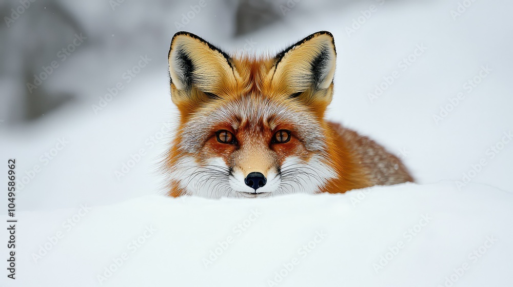 Obraz premium Enchanting Red Fox Peeking from the Snow
